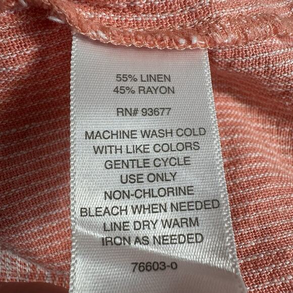 Liz Claiborne Sz Medium Coral Sea Shell Linen Blend V Neck Sleeveless Tank Top - Picture 8 of 8